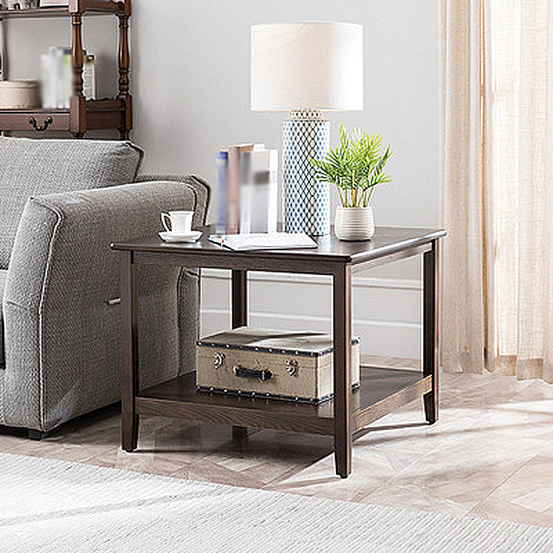 Tavolino in legno quadrato di fattoria marrone/tavolo laterale di divano Walunt con deposito