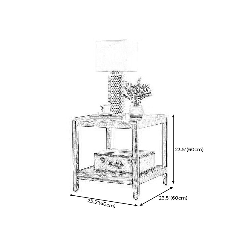 Tavolino in legno quadrato di fattoria marrone/tavolo laterale di divano Walunt con deposito