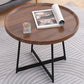 Stile moderno Black Metal Base Metal Bashing Wood/Walnut Oval/Round Table Top Side Table