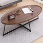 Stile moderno Black Metal Base Metal Bashing Wood/Walnut Oval/Round Table Top Side Table