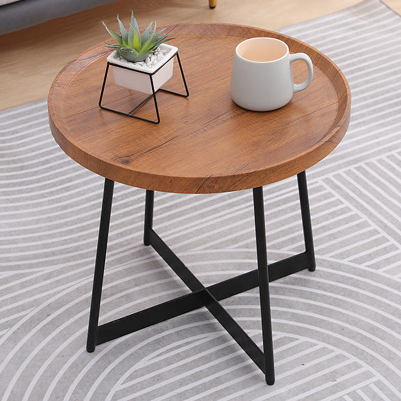 Stile moderno Black Metal Base Metal Bashing Wood/Walnut Oval/Round Table Top Side Table