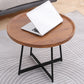 Stile moderno Black Metal Base Metal Bashing Wood/Walnut Oval/Round Table Top Side Table