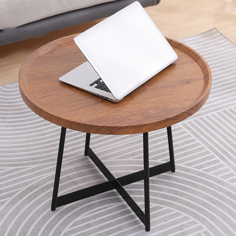 Stile moderno Black Metal Base Metal Bashing Wood/Walnut Oval/Round Table Top Side Table