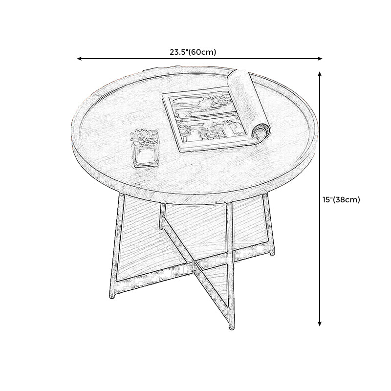 Stile moderno Black Metal Base Metal Bashing Wood/Walnut Oval/Round Table Top Side Table