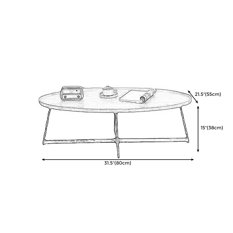 Stile moderno Black Metal Base Metal Bashing Wood/Walnut Oval/Round Table Top Side Table