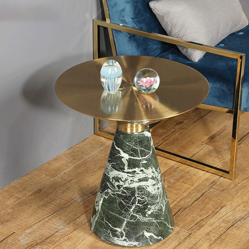 Glam Round Stainless Steel Side Table Fade-Resistant Pedestal Sofa End Table