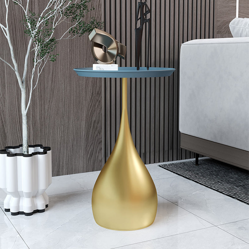 Modern Style Blue/gold/black Metal Base Metal Tray Round Side Table Gold Blue Clearhalo 'Coffee & Accent Tables' 'End & Side Tables' 'end_side_tables' 'furn' 'furn_end_side_tables' 'Furniture' 'Living Room Furniture' 5422262