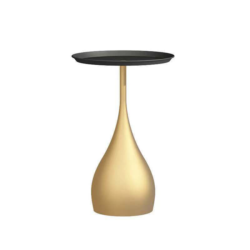 Modern Style Blue/gold/black Metal Base Metal Tray Round Side Table Gold Black Clearhalo 'Coffee & Accent Tables' 'End & Side Tables' 'end_side_tables' 'furn' 'furn_end_side_tables' 'Furniture' 'Living Room Furniture' 5422264