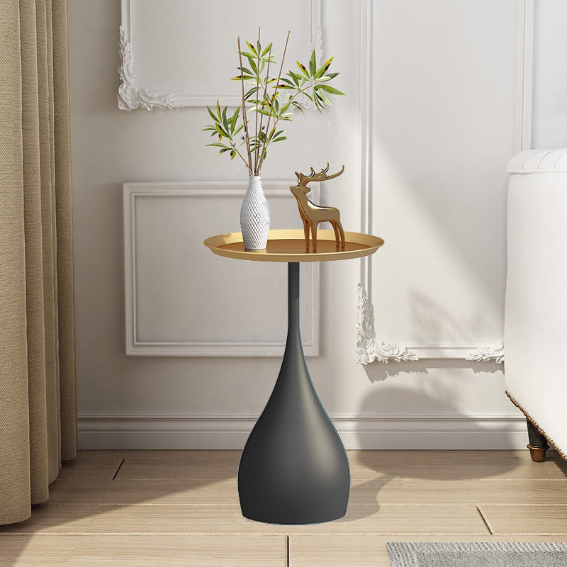 Modern Style Blue/gold/black Metal Base Metal Tray Round Side Table Black Gold Clearhalo 'Coffee & Accent Tables' 'End & Side Tables' 'end_side_tables' 'furn' 'furn_end_side_tables' 'Furniture' 'Living Room Furniture' 5422273