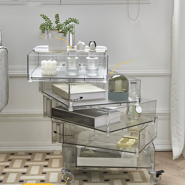 Plastic Nightstand Or End Table 28" Tall Nightstand with Drawers and Wheel Clearhalo 'Bedroom Furniture' 'furn' 'furn_night_stand' 'Furniture' 'night_stand' 'Nightstands' 5422342