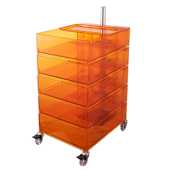 Plastic Nightstand Or End Table 28" Tall Nightstand with Drawers and Wheel Orange Clear Single Cover Clearhalo 'Bedroom Furniture' 'furn' 'furn_night_stand' 'Furniture' 'night_stand' 'Nightstands' 5422344