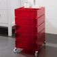 Plastic Nightstand Or End Table 28" Tall Nightstand with Drawers and Wheel Clear-Red Single Cover Clearhalo 'Bedroom Furniture' 'furn' 'furn_night_stand' 'Furniture' 'night_stand' 'Nightstands' 5422356