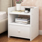 Modern Wood Nightstand 40" Tall Bedside Cabinet with Drawer and Legs