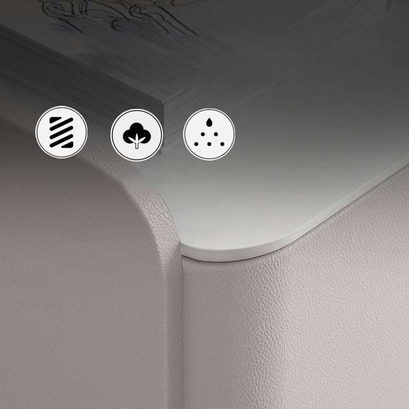 Luxe stenen top nachtkastje 18,5 "lange lederen nachttafel met laden