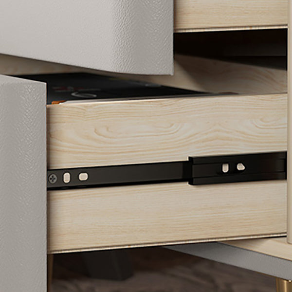 Luxe stenen top nachtkastje 18,5 "lange lederen nachttafel met laden