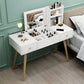 White Wood-based Panel Countertops Solid Wood Legs with Storage Racks and Dressing Tables