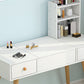 White Wood-based Panel Countertops Solid Wood Legs with Storage Racks and Dressing Tables