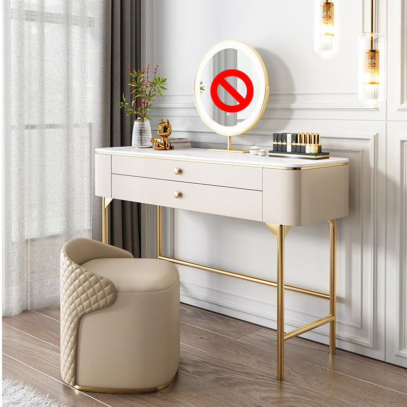 ホワイトロックシートトップゴールドメタルベースグラマスタイル2/5引き出しドレッサー