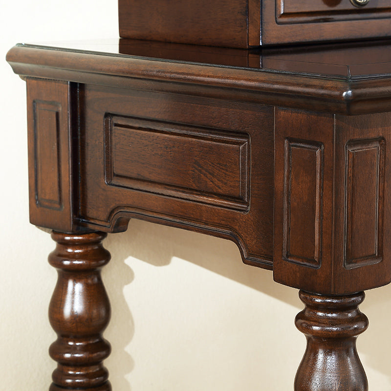 17.7"Wide Wood Makeup Vanity Set with Drawers and Mirror, Brown