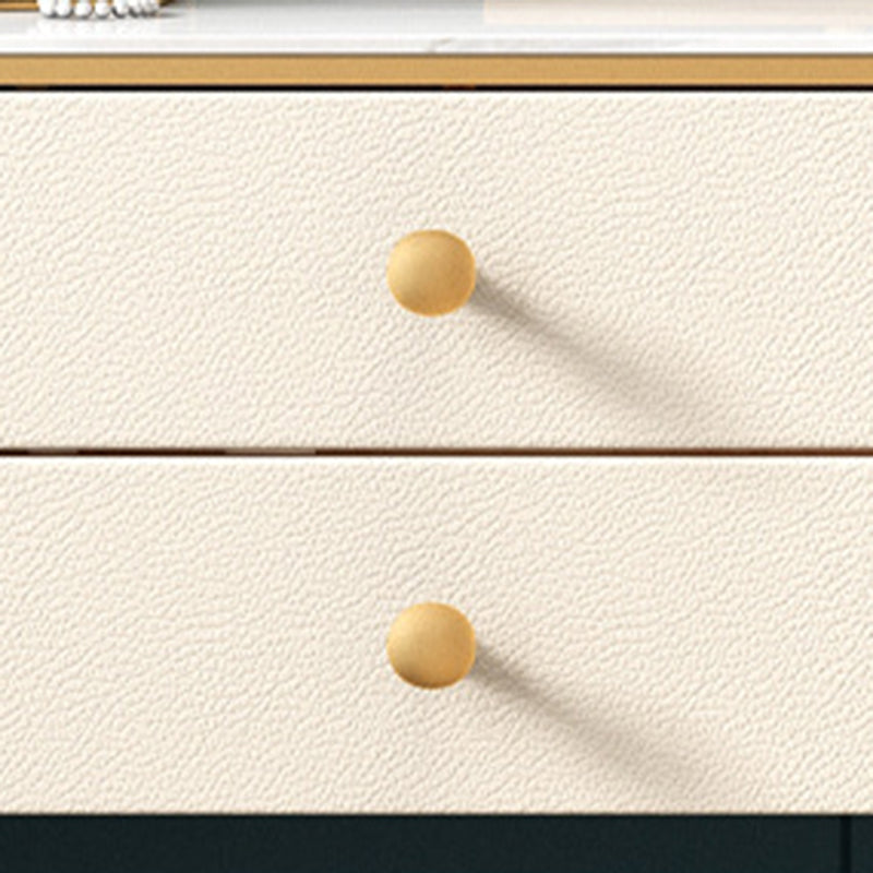 Scrivania di vanità in pietra con 6 cassetti, bianco metallico/grigio, 15,75 "d x 30,71" H