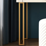 Bureau de vanité en pierre avec 6 tiroirs, blanc métallique / gris, 15,75 "d x 30,71" H