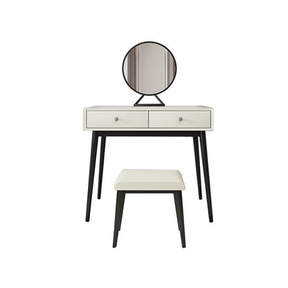 29.5" Height White Wooden Top Make-up Vanity with Drawer for Bedroom Makeup Vanity & Mirror & Stools 31"L x 16"W x 30"H