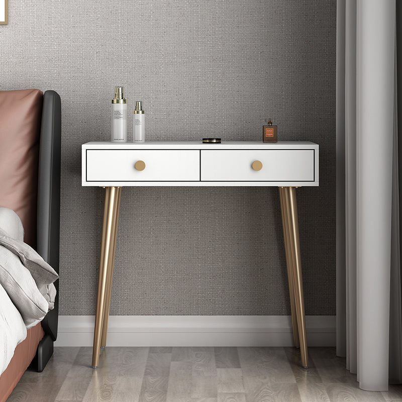 Vanité de maquillage en bois blanc de 29,5 "de hauteur avec 2 tiroirs pour chambre à coucher