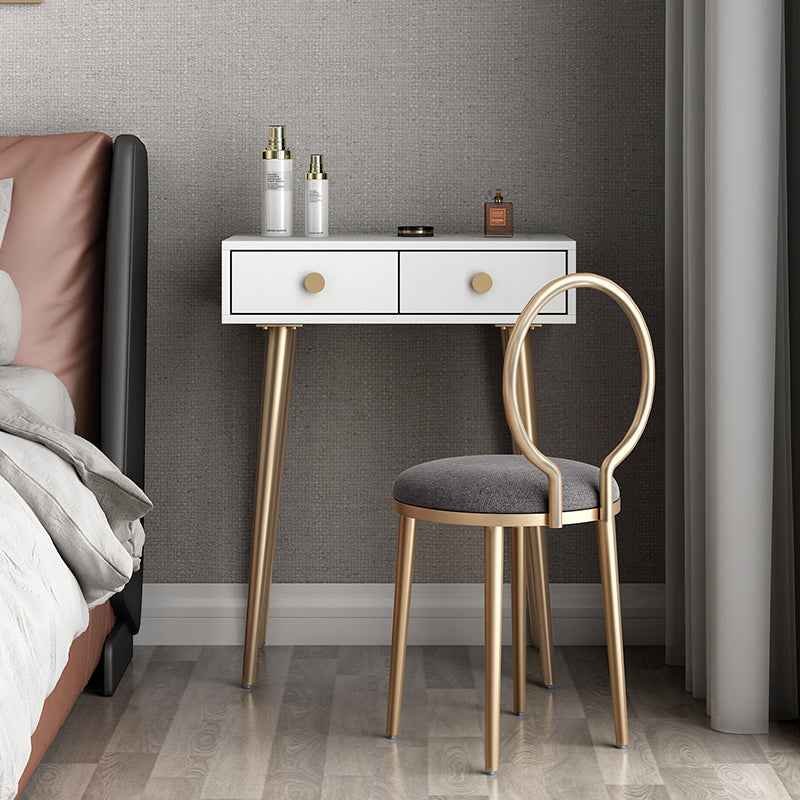 Vanité de maquillage en bois blanc de 29,5 "de hauteur avec 2 tiroirs pour chambre à coucher