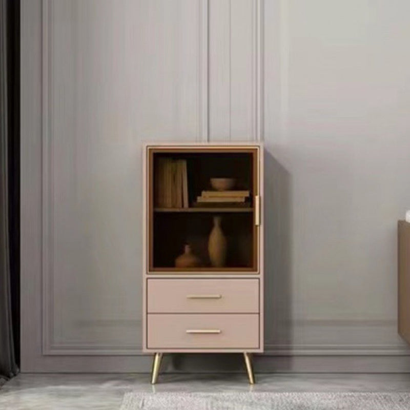 Modern Rectangle Accent Cabinet with Straight Legs and 2 Drawers 20"L x 12"W x 39"H Champagne Clearhalo 'Cabinets & Chests' 'cabinets_chests' 'furn' 'furn_cabinets_chests' 'Furniture' 'Living Room Furniture' 5422759