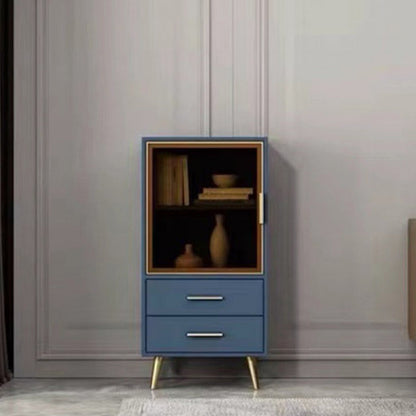 Modern Rectangle Accent Cabinet with Straight Legs and 2 Drawers 20"L x 12"W x 39"H Blue Clearhalo 'Cabinets & Chests' 'cabinets_chests' 'furn' 'furn_cabinets_chests' 'Furniture' 'Living Room Furniture' 5422760