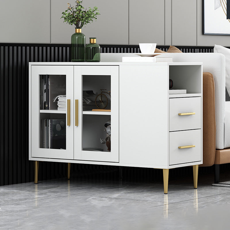 Modern Accent Cabinet with Straight Legs and 2 Drawers and 1/2 Doors