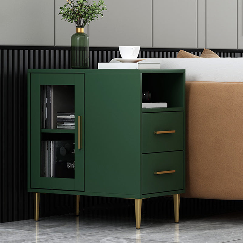 Cabinet d'accent moderne avec des jambes droites et 2 tiroirs et 1/2 portes