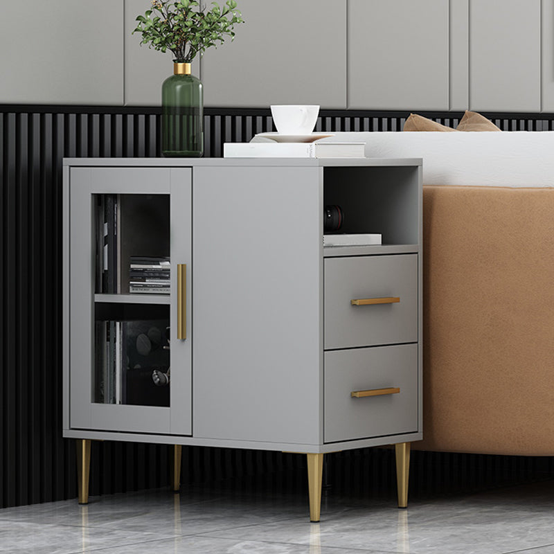 Gabinete de acento moderno con patas rectas y 2 cajones y 1/2 puertas