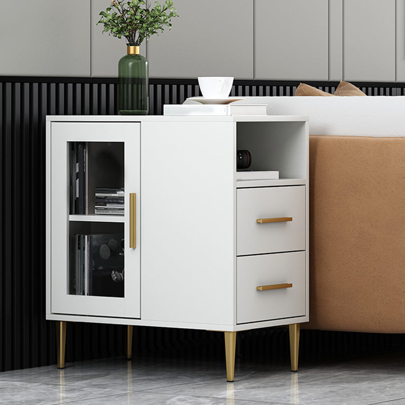 Gabinete de acento moderno con patas rectas y 2 cajones y 1/2 puertas