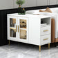 Modern Accent Cabinet with Straight Legs and 2 Drawers and 1/2 Doors