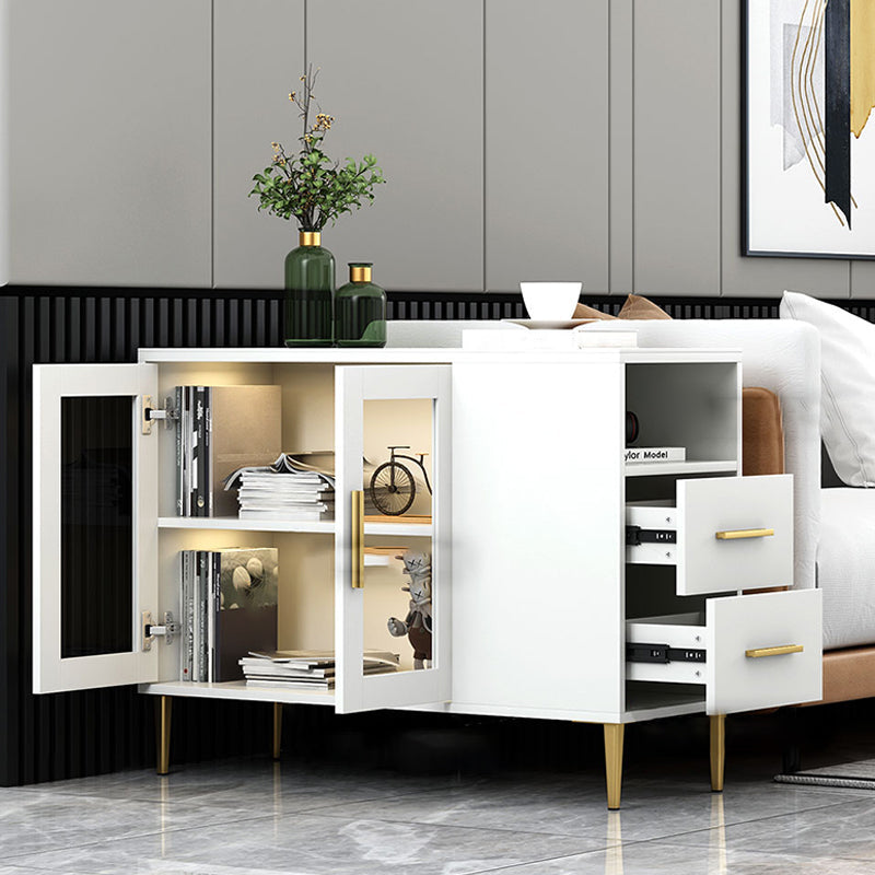 Modern Accent Cabinet with Straight Legs and 2 Drawers and 1/2 Doors