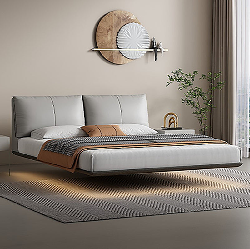 Testiera imbottita in stile moderno/letto di sospensione in pelle grigia bianca