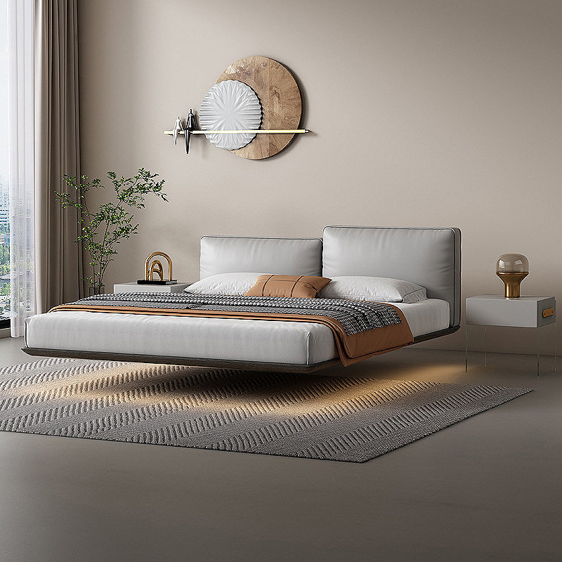 Testiera imbottita in stile moderno/letto di sospensione in pelle grigia bianca