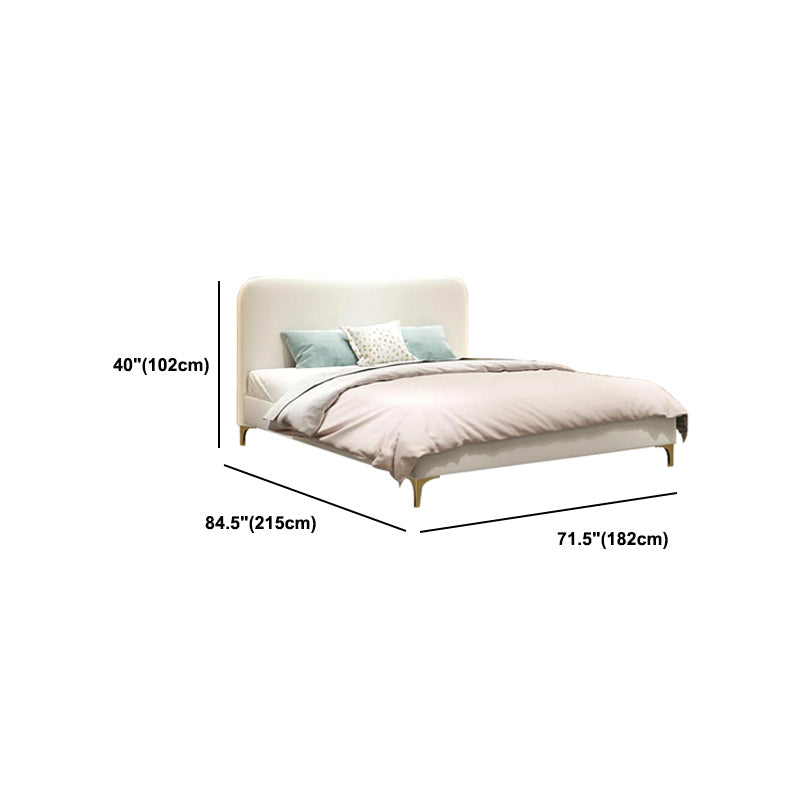Letto a pannello bianco in finta pelle in pelle 40,16 "H letto imbottito a basso profilo con gambe metalliche