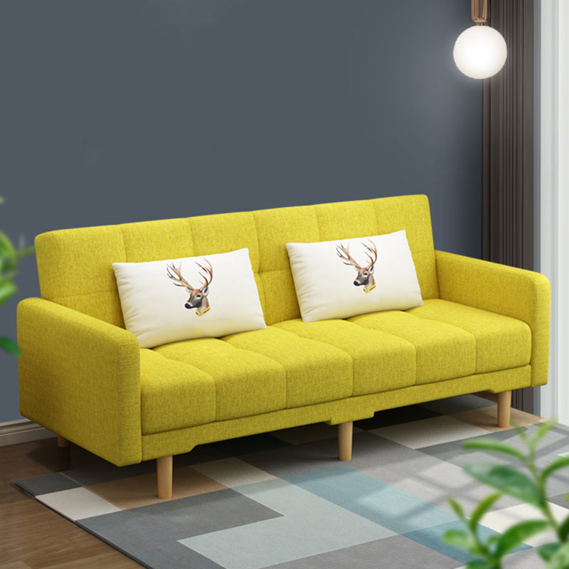 コンテンポラリービスケットバックスタンダードスクエアアームファブリックステーションソファ