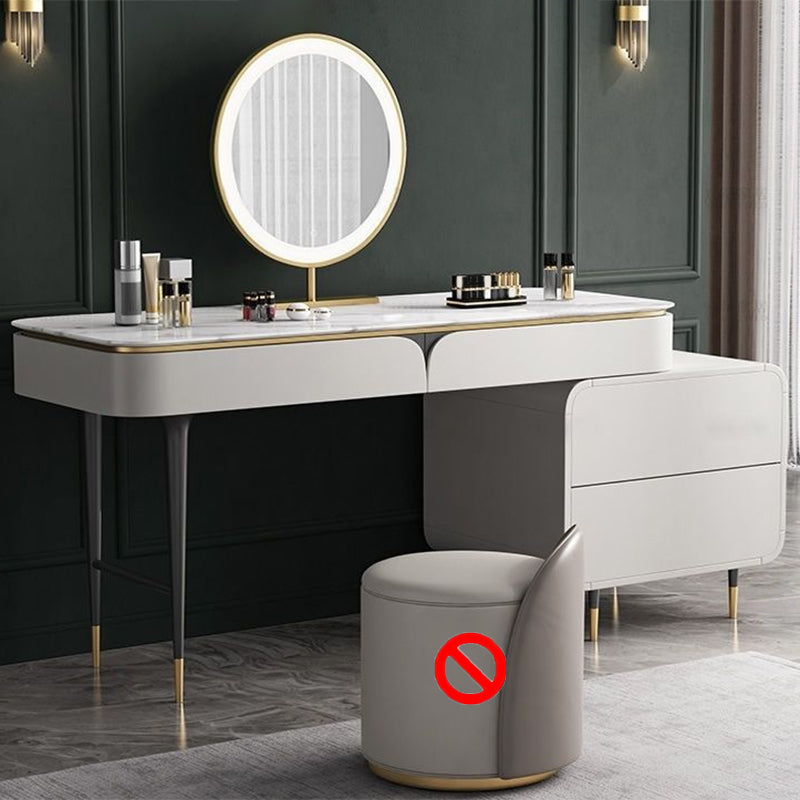 White Rectangular Slate Top Dressing Table Metal Base with 2/4 Drawers Dresser