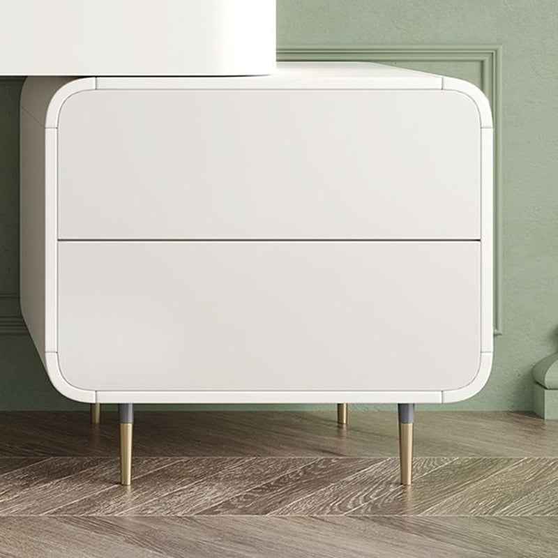 White Rectangular Slate Top Dressing Table Metal Base with 2/4 Drawers Dresser