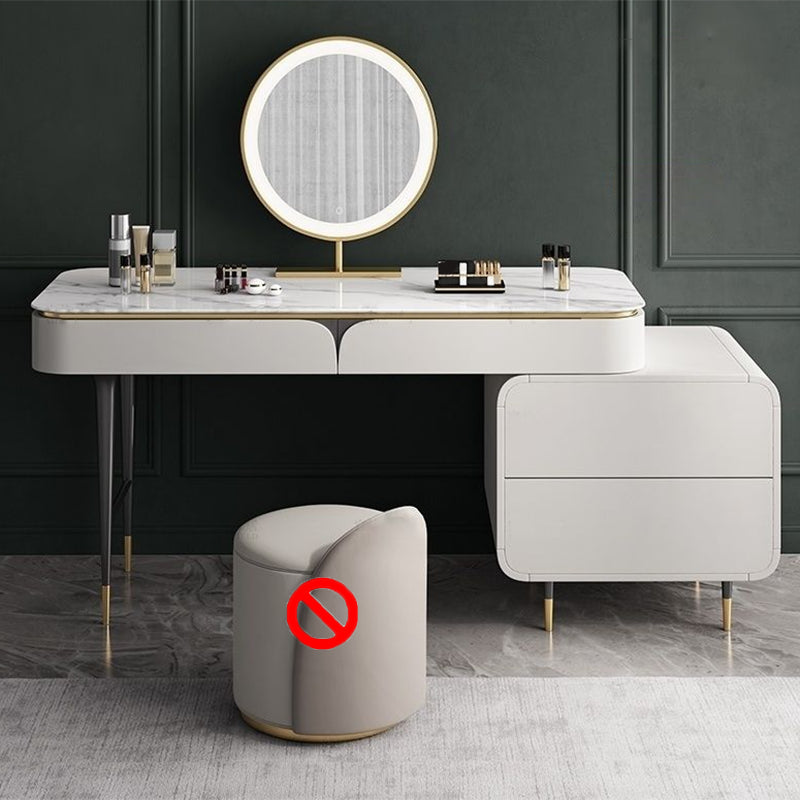White Rectangular Slate Top Dressing Table Metal Base with 2/4 Drawers Dresser