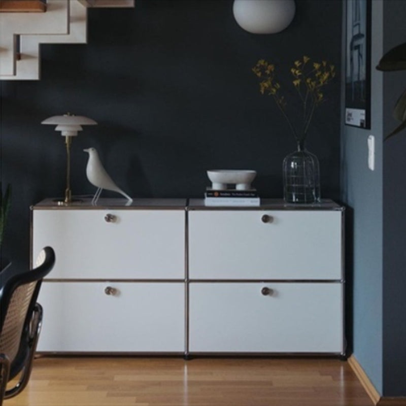 Contemporary Sideboard Engineered Wood Sideboard for Living Room 59"L x 14"W x 29.5"H White Clearhalo 'buffet_sideboard' 'Buffets & Sideboards' 'furn' 'furn_buffet_sideboard' 'Furniture' 'Kitchen & Dining Furniture' 5427472