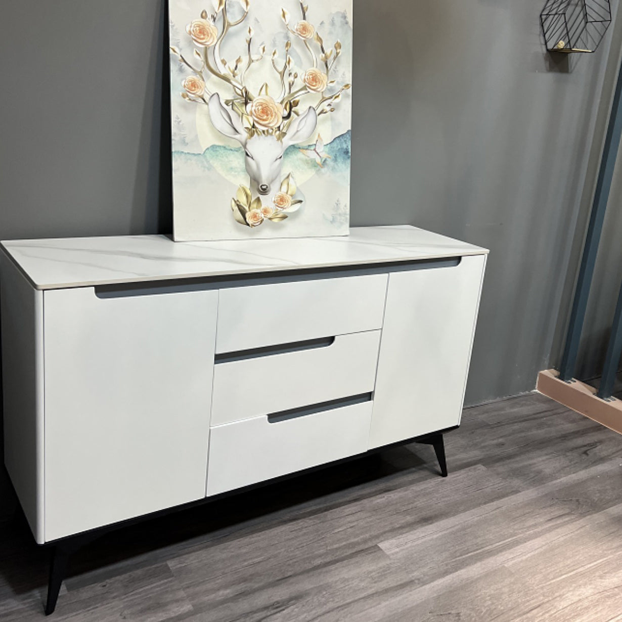 Glam Sideboard Stone Top con porta e cassetto Sideboard per soggiorno
