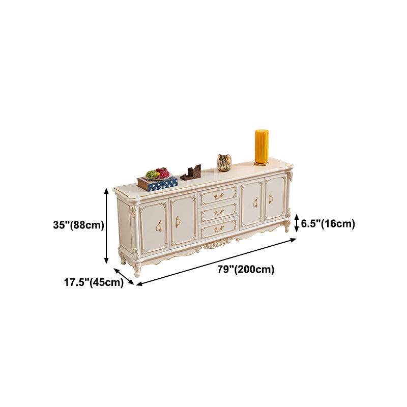 Glam Sideboard in White Solid Wood with 2-door for Living Room
