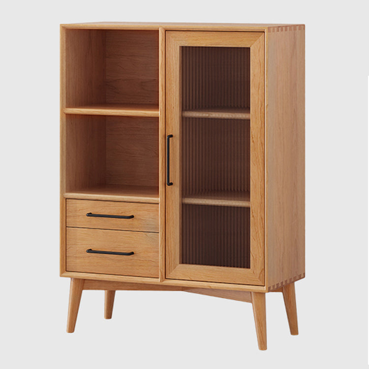 Contemporary Pine Solid Wood Sideboard 2 Drawer Side Board for Dining Room 31"L x 14"W x 43"H Cherry Wood Clearhalo 'buffet_sideboard' 'Buffets & Sideboards' 'furn' 'furn_buffet_sideboard' 'Furniture' 'Kitchen & Dining Furniture' 5427804