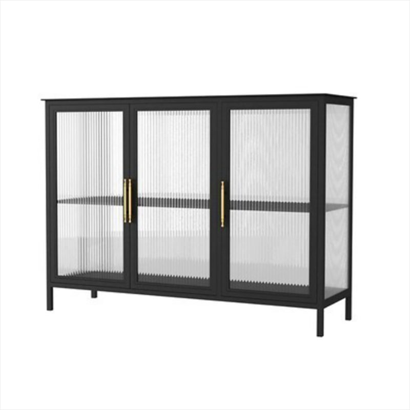 Glam Iron Dining Server Glass Doors Cabinet Sideboard per il ristorante