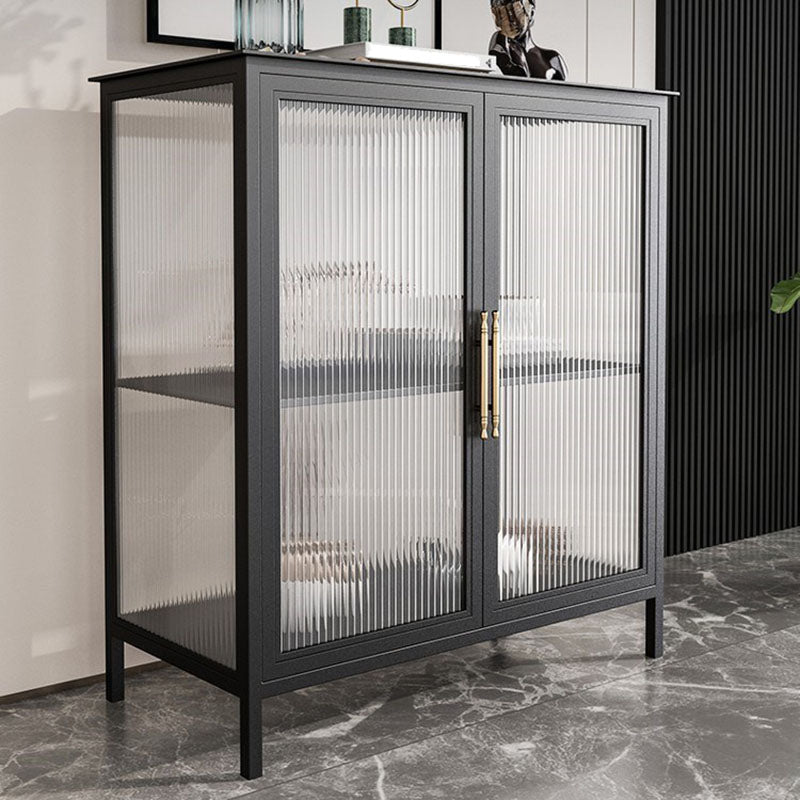Glam Iron Dining Server Glass Doors Cabinet Sideboard per il ristorante
