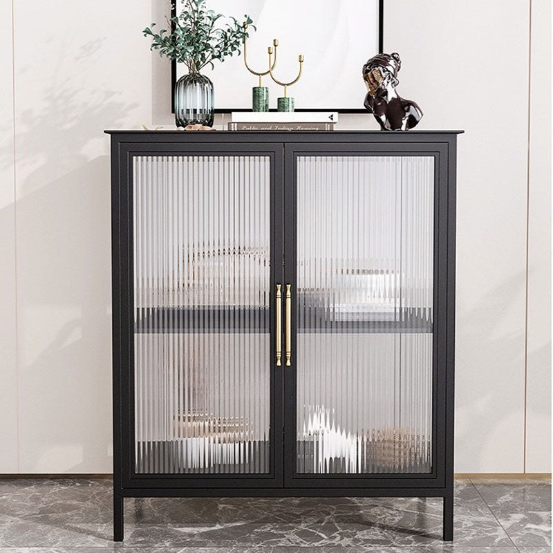 Glam Iron Dining Server Glass Doors Cabinet Sideboard per il ristorante